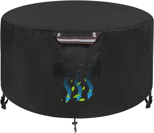 WICKTICK Round Fire Pit Cover 36 x 25 Inch, Waterproof & 600D Heavy Duty Patio Firepit Table Covers, Fits 36, 35, 34, 33, 32, 30 inches Fire Tables / Bowls