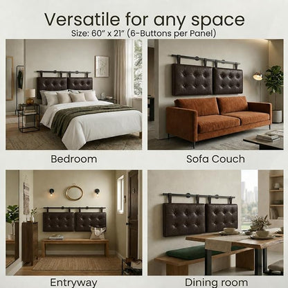 Queen Headboard only, Wall Mounted Headboard for Adjustable Bed, Hanging Head Board for Queen Size Bed Button Tufted Upholstered Headboard Cabeceras De Cama for Bedroom, Dorm, Dark Brown Faux Leather
