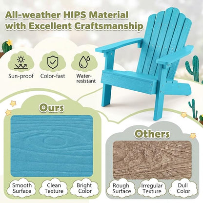 Giantex Kids Adirondack Chair, All-Weather HIPS Children's Outdoor Chair with Tilted High Backrest, Toddler Beach Chair for Garden Patio Backyard, Kids Lawn Chairs for Age 3-7 (1,Turquoise)