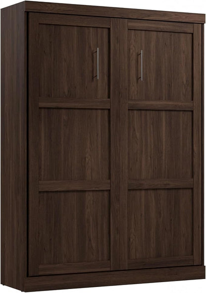 Bestar Pur Queen Size Murphy Bed in Black Walnut, 65-inch Space-Saving Sleeping Arrangement for Multipurpose Area, Bedroom, Guest Room, or Living Room