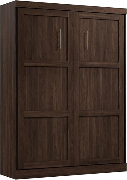 Bestar Pur Queen Size Murphy Bed in Black Walnut, 65-inch Space-Saving Sleeping Arrangement for Multipurpose Area, Bedroom, Guest Room, or Living Room
