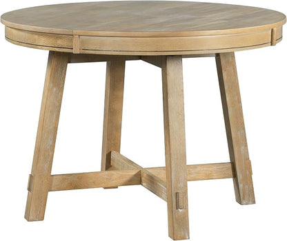 LUMISOL 42"-58" Extendable Round Dining Table for 4-8, Farmhouse Oval Kitchen Table with Removable Leaf, Solid Wood Dinner Tables for Kitchen, Dining Room, Small Space, Natural