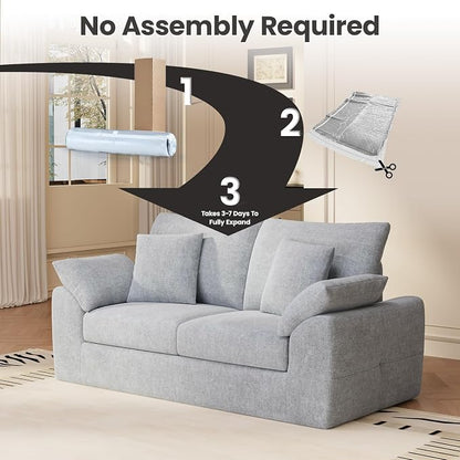 75.6" Modern Loveseat Sofa for Living Room, Cloud Boneless Couches with 4 Pillows, Mid Century Loveseat couches for Small Place, No Assembly Required, Light Grey