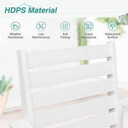 Patio Dining Chairs Set of 2, HDPS Weather Resistant Outdoor Chairs with Armrest, Heavy Duty 300LBS Support Patio Chairs for Backyard Deck Porch Balcony, White