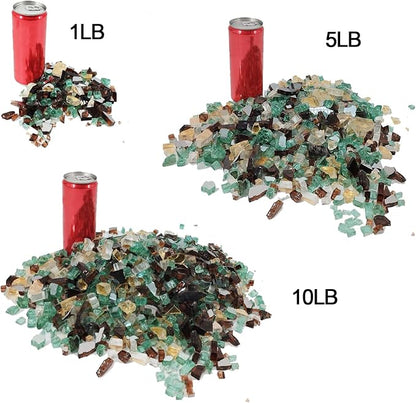 10 Pound 1/2 Inch Crushed Fire Glass for Natural or Propane Fire Pit Fireplace and Landscaping, 10 Pounds Pacific Blue