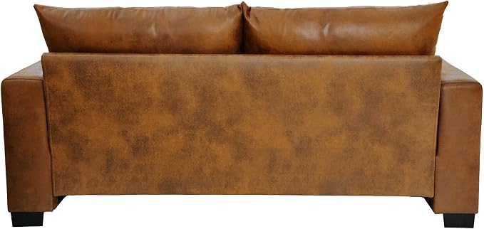 Ball & Cast 69" Loveseat Sofa, Modern Love Seat Couches for Living Room, Upholstered 2 Seater Small Couch with 2 Throw Pillows for Bedroom,Apartment,Office,Easy Assembly,Light Brown