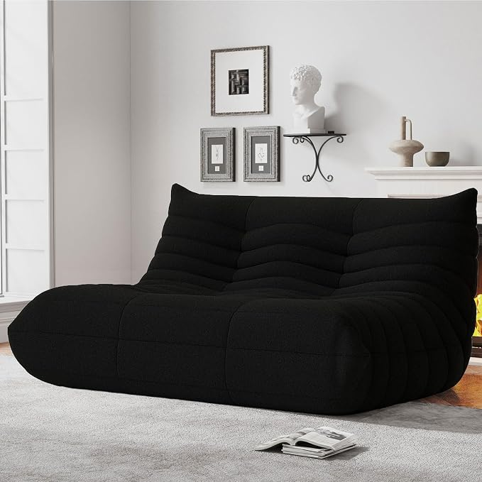 WHGBJA Bean Bag Chairs for Adults with Memory Foam Couch, Loveseat Sofa Chair for Bedroom, Living Room, Reading, Gaming Floor Sofa Couch, Boneless, Comfy