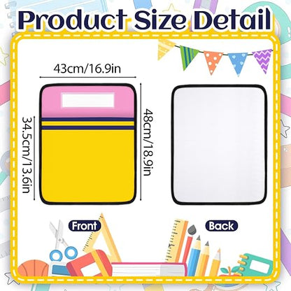 24Pcs 17 * 19 Inch Classroom Seat Back Organizer, Back to School Chair Pockets with Name Tag, Chair Hanging Bag Seat Sacks Suitable for Families Kindergarten Primary School After-School Care Room