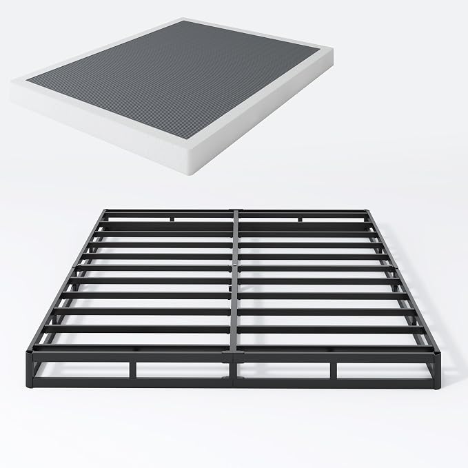 SHLAND Box Spring for Queen Bed 5 Inch Queen Box Spring, Heavy Duty Metal Mattress Foundation with Fabric Cover, Easy Assembly