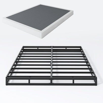 SHLAND Box Spring King - 3 Inch Heavy Duty Low Profile Metal King Box Springs for Bed, Mattress Foundation, Easy Assembly,Easy Clean Cover