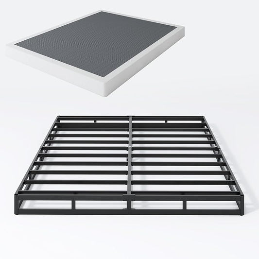 SHLAND Box Spring Queen - 3 Inch Heavy Duty Low Profile Metal Queen Box Springs for Bed, Mattress Foundation, Easy Assembly,Easy Clean Cover