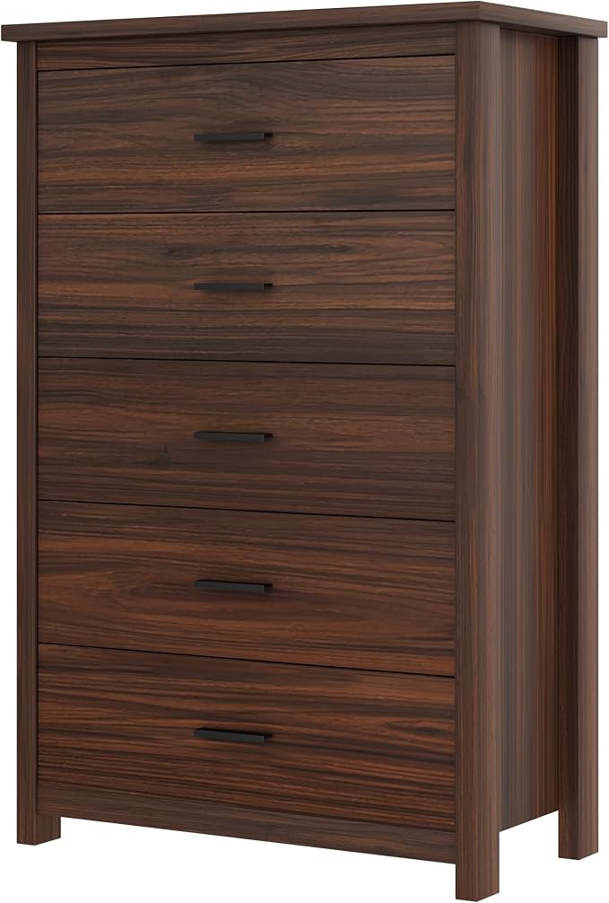 4 Piece Bedroom Set, Queen Size Bedroom Furniture Sets with 2 Nightstands and Charging Station, Bedroom Furniture Sets with 1 Dresser and Wood Platform Bed Frame for Bedroom, Walnut