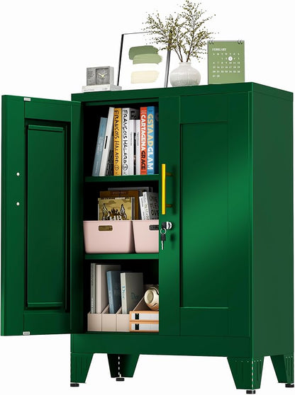 GAIOUS Metal Pantry Cabinet (Two Units), Sideboard Buffet Storage Cabient | with Doors and 2 Adjustable Shelves, Multifunctional Green Kitchen Cupboard for Home Office, Accent Furniture, Buffet Table
