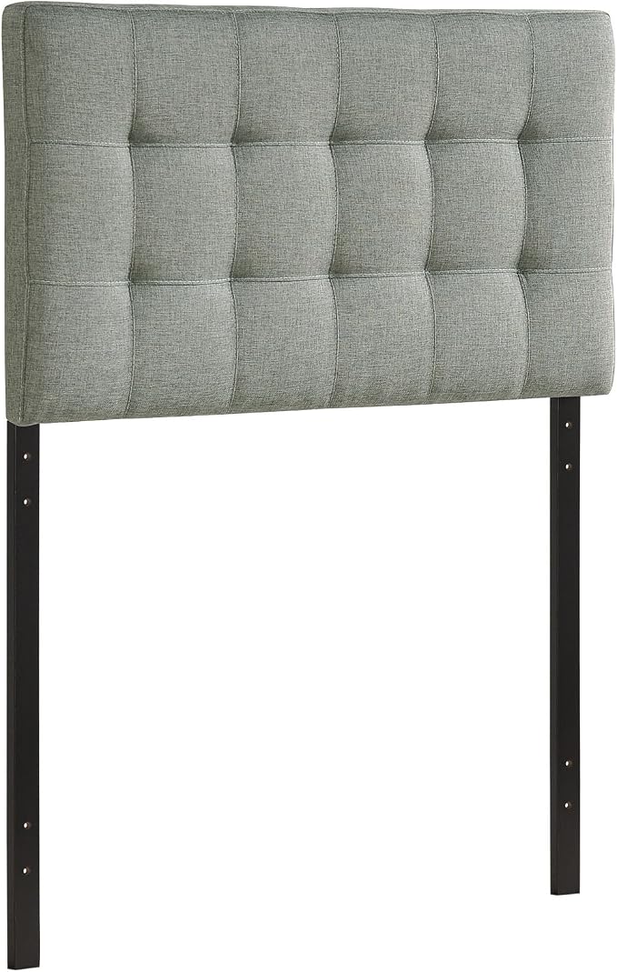 Modway Lily Tufted Linen Fabric Upholstered Twin Headboard in Gray