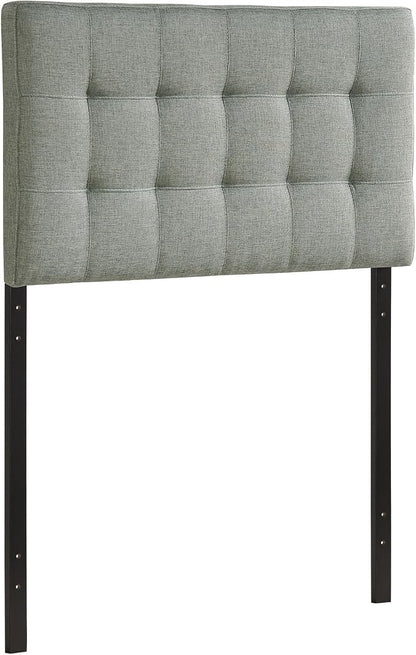 Modway Lily Tufted Linen Fabric Upholstered Twin Headboard in Gray