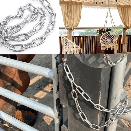 Heavy Duty Stainless Steel Chain, Hanging Safety Link Chain Fitness Chain Weight Lifting Chains with Carabiners for Home Gym Hammock Swing Hanging Chair Punching Bags