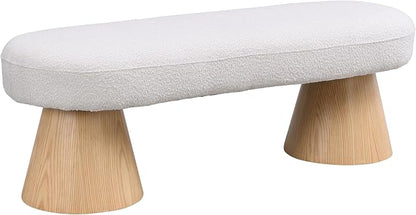 Virubi 49" Upholstered Dining Bench Boucle Ottoman, End of Bed Entryway Benches, Modern Dining Bench Shoe Stool for Indoor Bedroom Living Dining Room 300 LBS Weight Capacity (49" Beige)