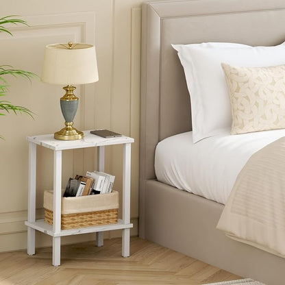 TUTOTAK End Table, Set of 2, Side Table, Nightstand, 2-Tier Storage Shelf, Sofa Table for Small Space, Living Room, Bed Room TB01BMW035