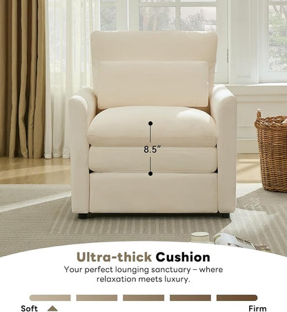 Iroomy Modern Accent Armchair – Cloud-Like Single Sofa with Pocket Spring Seat, Soft Chenille Fabric, Removable Cover, Cozy Lumbar Support for Living Room, Bedroom, Apartment, Beige