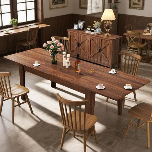 Extendable Dining Table for 6-10 People,70.87''-106.4''Modern Space-Saving Wood Kitchen Table,Rectangle Folding Conference Meeting Table for Living Meeting Room Kitchen,Walnut