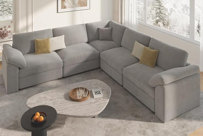 EASE MOOSE Oversized Modular Sectional Sofa, Extra Large L Shape Sectional Cloud Couch,Comfty Deep Seat Wide Modular Sofa for Living Room Removable Cover,Light Gray