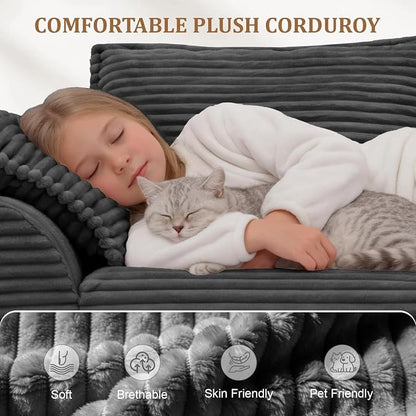 Upgrade Boneless Couch with Storage, Extra Deep&High Seat Modular Sectional Sofa 3 Seater L Shaped Cloud Couch with Ottoman, Tool-Free Assembly Sectional Couches for Living Room, Dark Grey