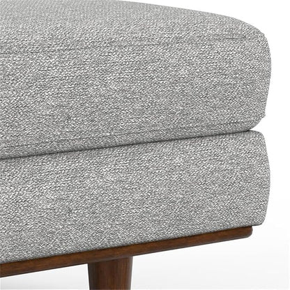 SIMPLIHOME Morrison 33-inch Wide Table Ottoman in Mist Grey Woven-Blend Fabric, Multifunctional Footrest, Coffee Table, or Extra Seating for Living Room, Mid-Century Modern Style