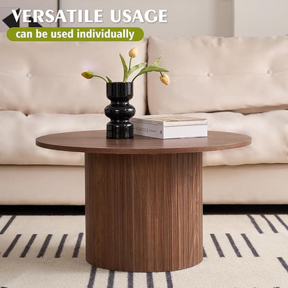 Round Nesting Coffee Table Set of 2 for Small Spaces | Modern style, suitable for living rooms, wooden