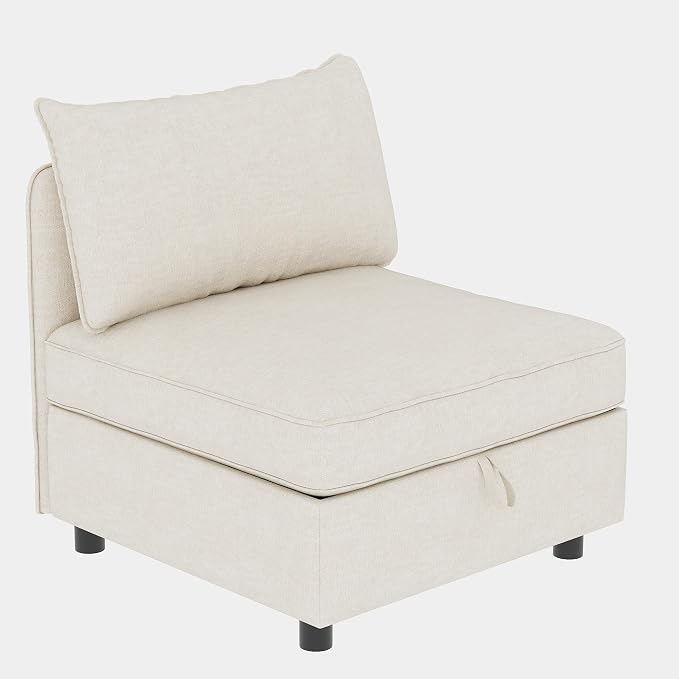 98.5-Inch L-Shaped 4 Seat Modular Sofa Deep Seat Storage Sectional Sofa Couch Free Combination with Storage Space, 4 Seat Chenille Upholstered L-Shaped Convertible Corner Couch for Home Apartment
