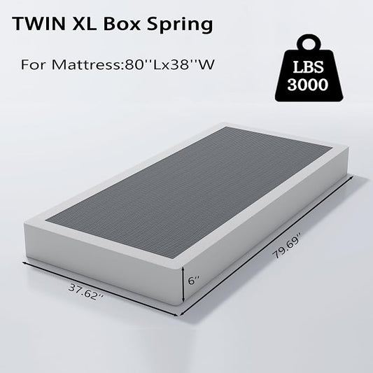 Vaciwe Box Springs Twin XL 6 Inch, 1500lbs Heavy Duty Metal Frame Mattress Foundation, Non-Slip/No Noise/Easy Assembly/Easy Clean Cover