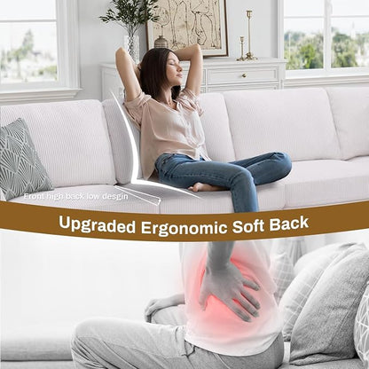Legend Vansen Oversized Modular Sectional Sofa,U/L-Shaped Corduroy Couch with Ottoman,Deep Seat & Removable Cushion,Easy Assembly for Living Room Apartment,5 Seater,Cream