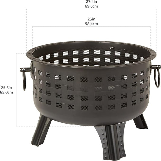 Amazon Basics 27 inch Steel Round Lattice Fire Pit, Easy to Assemble