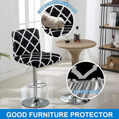 Levoberg Bar Stools Cover Set of 4 Printed Armless Swivel Barstools Slipcovers with Backs Stretch Square Counter Height Bar Stools Covers Modern Style #1