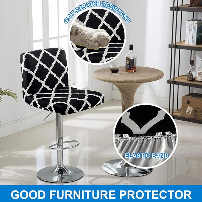 Levoberg Bar Stools Cover Set of 2 Printed Armless Swivel Barstools Slipcovers with Backs Stretch Square Counter Height Bar Stools Covers Mid Low Back Chair Cover for Kitchen Dining Room Bar #1