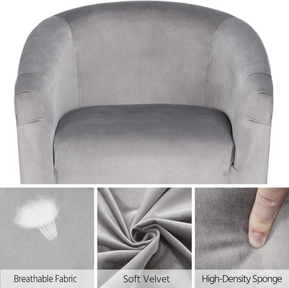 Topeakmart Velvet Accent Chair, Modern Club Chair Upholstered Armchair with Solid Legs Comfy Sofa Chair for Living Room/Bedroom/Waiting Room, Grey