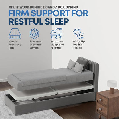 Greaton, Box Spring Bed Base Twin XL Size, 2-Inch Wood Mattress Foundation - Amish Made in USA – Quiet Noise Free, 2-Pieces Under Mattress-Support BoxSpring, Fully Assembled, White