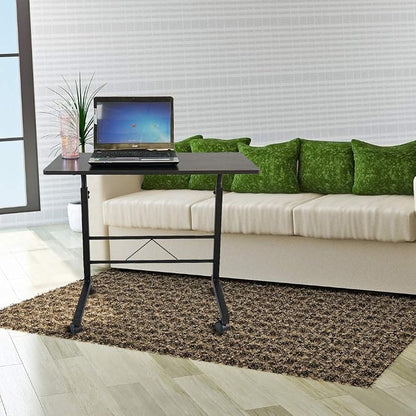 Standing Desk - Side Table Adjustable Height, Portable Laptop Cart, C-Shaped Bed Couch end Tables with Edge Stopper - Wheels for Living Room Bedroom Walking Pad Treadmill 31.5Inch Black