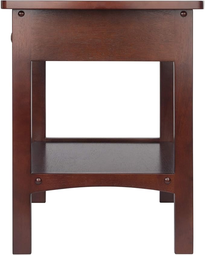 Winsome 22 x 18 x 18-Inch Wood Curved End Table/Night Stand with One Drawer, Brown (94918)