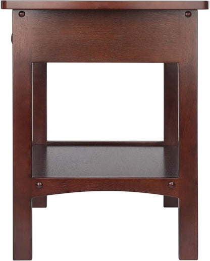 Winsome 22 x 18 x 18-Inch Wood Curved End Table/Night Stand with One Drawer, Brown (94918)