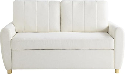 Serta Galway 66.5" Convertible Sleeper Loveseat, Full Size, Dreamcoil Comfort, FingerGuard Pinch Point Protection, Boucle Fabric, Ivory