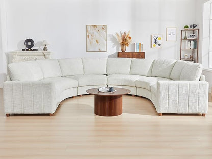 ORRD Oversized Curved Sectional Sofa, Convertible U Shaped Couch with Deep Seat, Boucle Modular Sectional Sofa with Pillows, Chenille Comfy 6 Seat Couch for Living Room, White