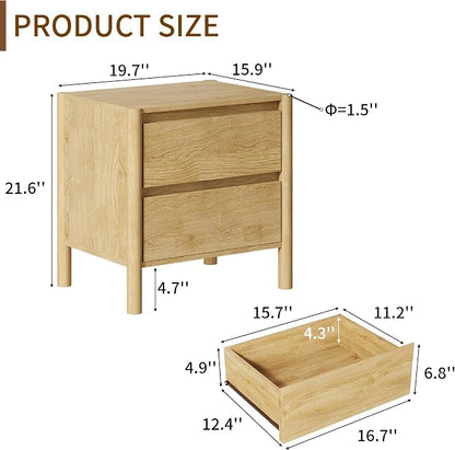 CHUWELL 3-Piece Bedroom Dresser Set-6 Drawer Dresser & 2 Nightstands,47" Wide Dresser and Night Stands with Solid Wood Cylindrical Legs,Rustic Wooden Storage for Bedroom(Oak)