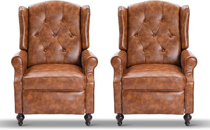 Wingback Recliner With Massage and Heat, PU Leather Push Back Arm Chair for Living Room, Bedroom, Home Theater (2,Yellow)