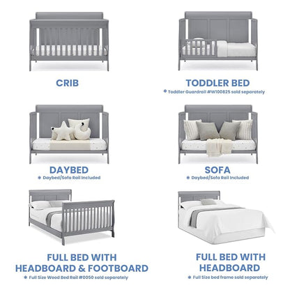 Simmons Kids Carter 6-in-1 Convertible Crib - Greenguard Gold Certified, Grey