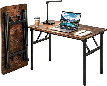 Small Folding Computer Desk - 39.4 Inch Foldable Small Spaces Compact Desk,No Assembly,Bedroom, Dorm and Apartment,Portable Study for Home Office Table