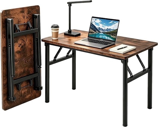Small Folding Computer Desk - 39.4 Inch Foldable Small Spaces Compact Desk,No Assembly,Bedroom, Dorm and Apartment,Portable Study for Home Office Table