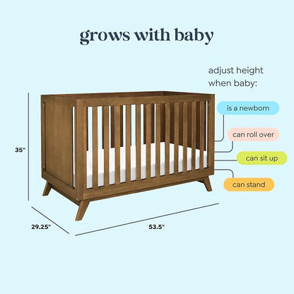 Davinci Otto 3-in-1 Convertible Baby Crib, GREENGUARD Certified, Walnut | Converts to Toddler Bed & Daybed, 4 Adjustable Mattress Heights - Toddler Conversion Kit Sold Separately, Easy to Assemble