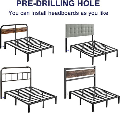 Furnitui 16 Inch High Metal King Bed Frame, Platform King Size Bed Frame No Box Spring Needed, Easy to Install, Noise Free, Sturdy