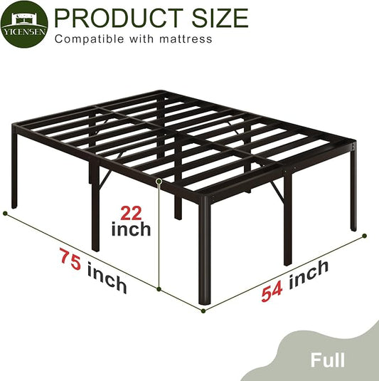 Yicensen 22 Inch High Full Bed Frame with Rounded Corner Legs, Heavy Duty Full Size Metal Platform Bed Frame No Box Spring Needed, Easy Assembly, Noise Free, Black