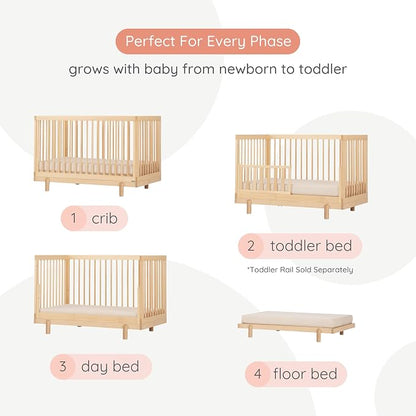dadada Baby Bliss 4-in-1 Convertible Crib to Toddler Bed & Floor Bed – Made in Italy, GREENGUARD Gold Certified, Baby-Safe Finish, Sustainable Beechwood, Modern Design, 4 Adjustable Heights (Natural)